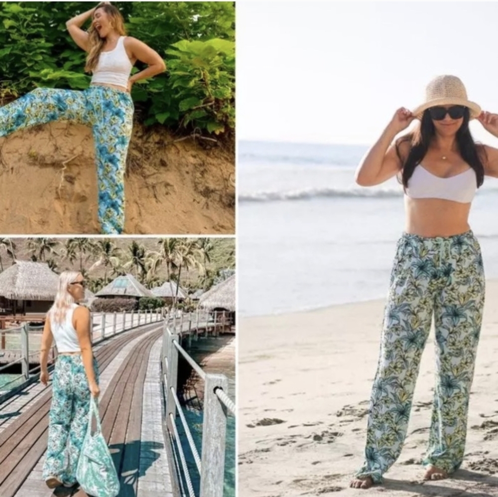 Beach Riot Swim Coverup Pants Floral Print Large - Picture 2 of 8